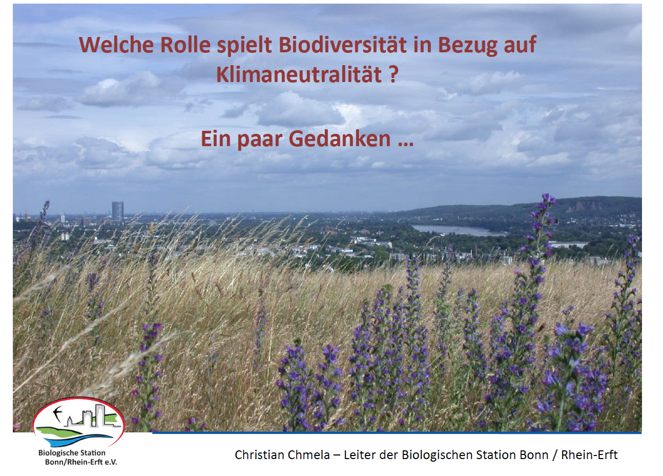 Titelfolie des Vortrags zu Biodiversität und Klimaneutralität